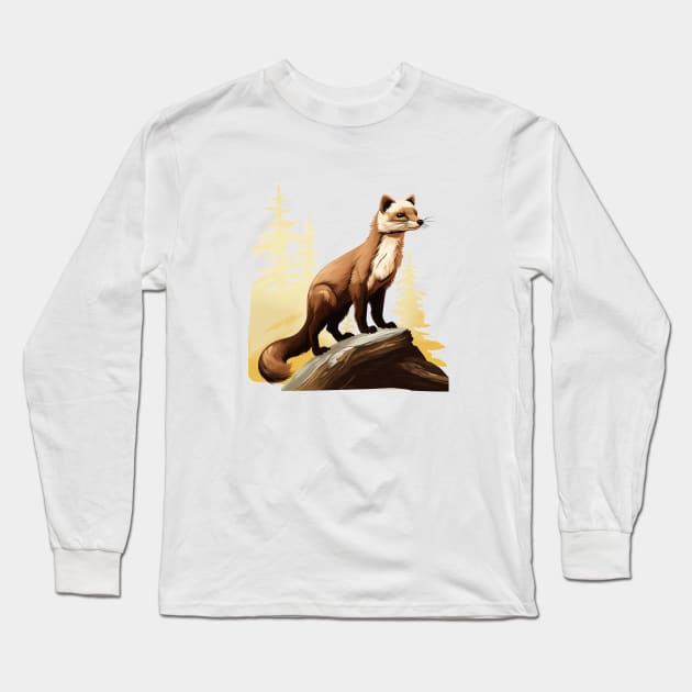 Pine Marten Long Sleeve T-Shirt by zooleisurelife